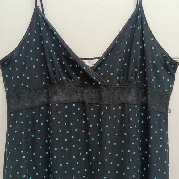 Vintage California Dynasty Babydoll Slip Chemise Whimsygoth Polkadot Black Large - Picture 3 of 14
